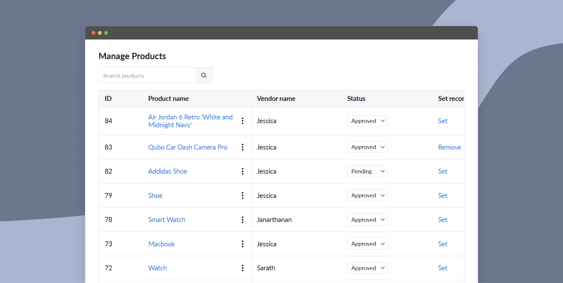 Manage products