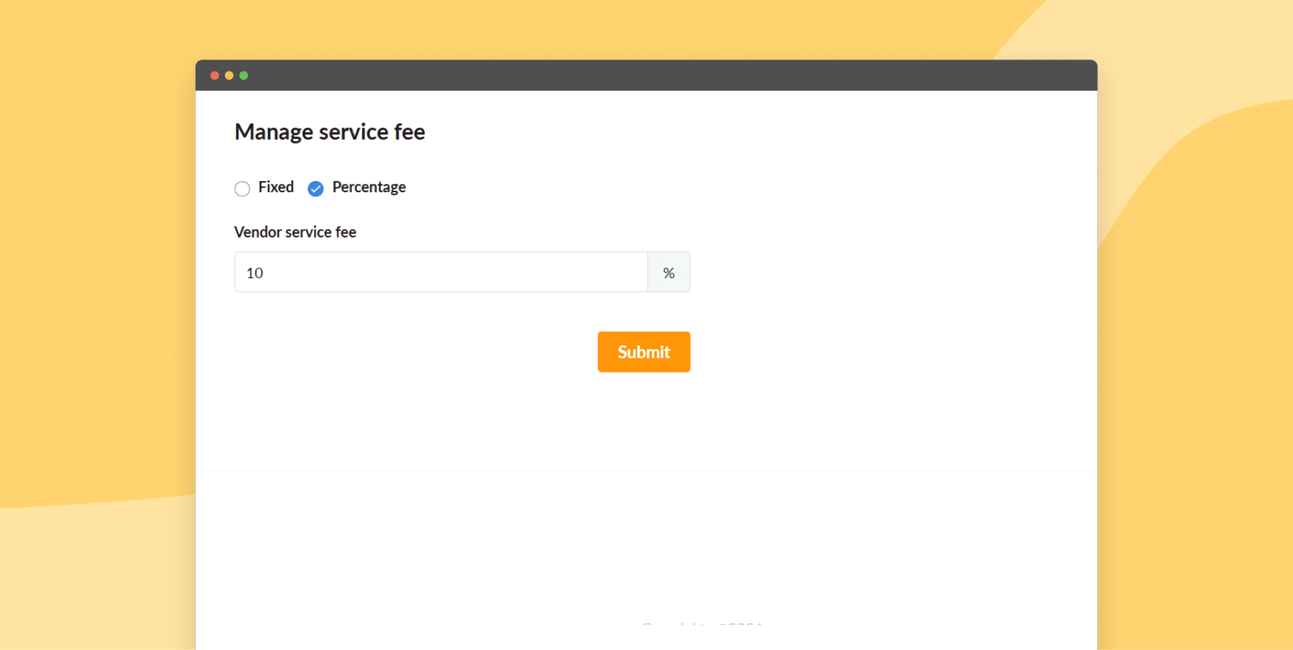 Set up service fee