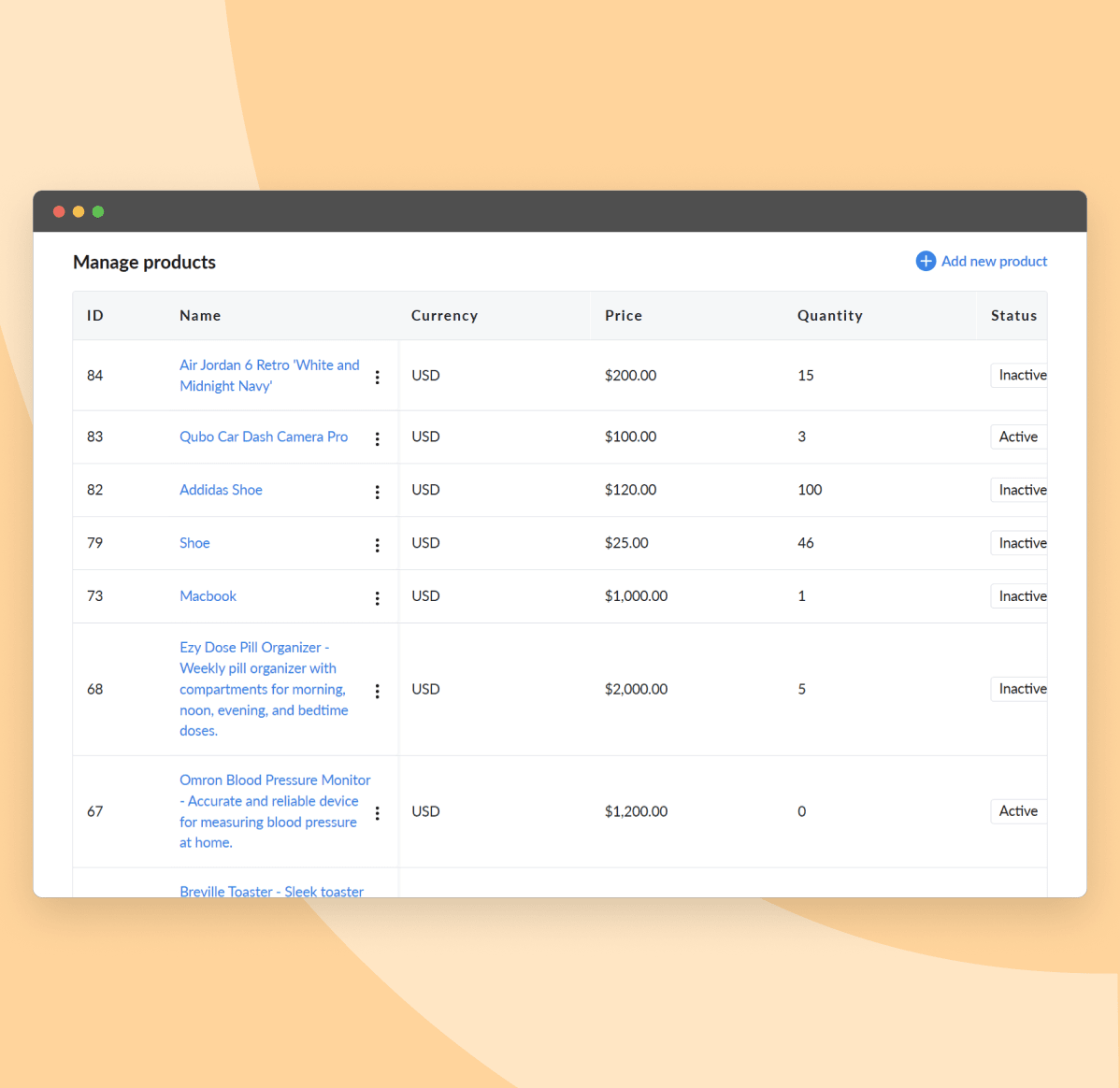 Add and manage products