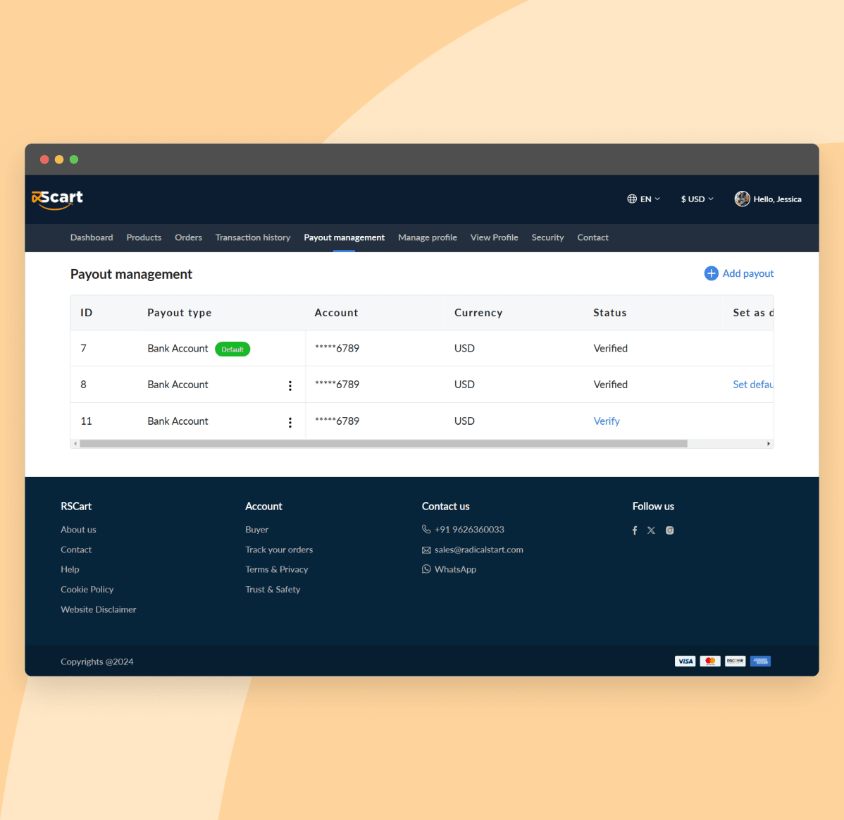 Set up payout options