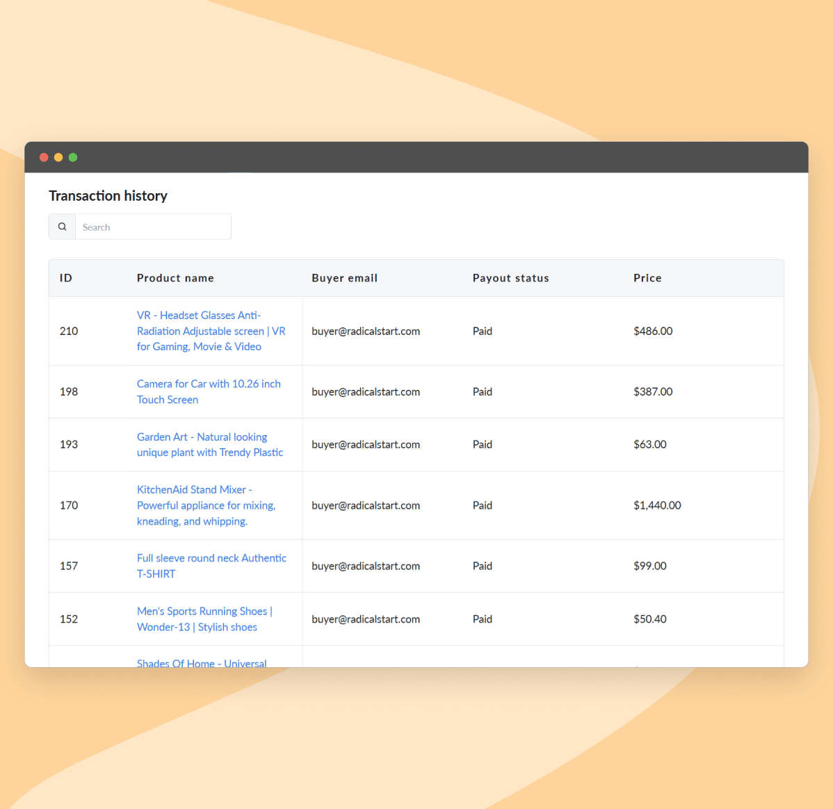 View order transactions