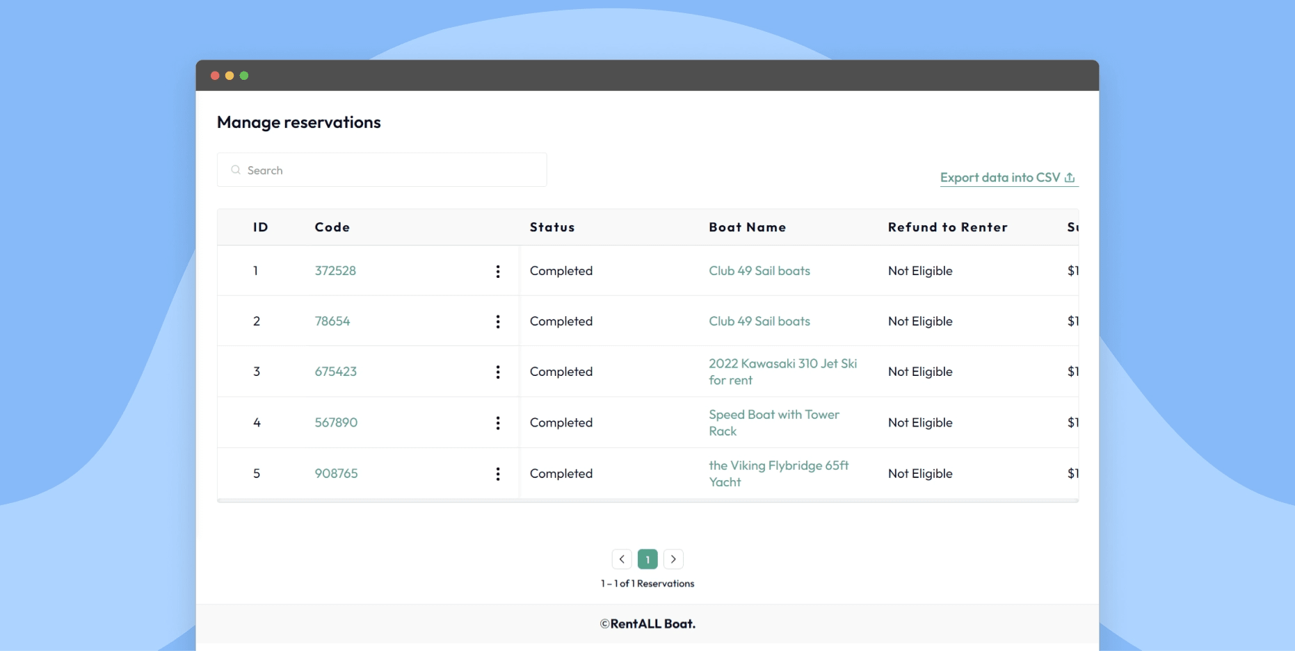 Manage reservation