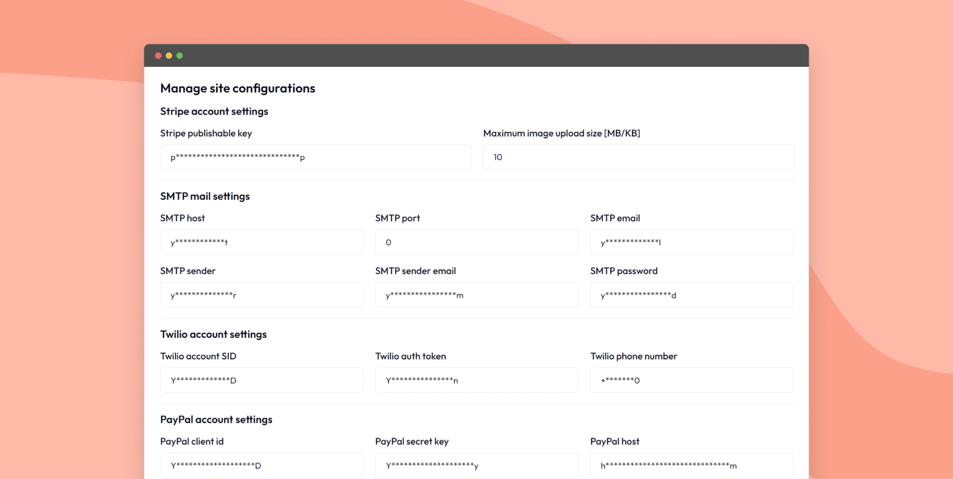 Manage site configuration