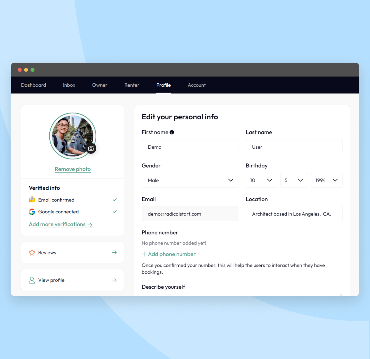Edit profile