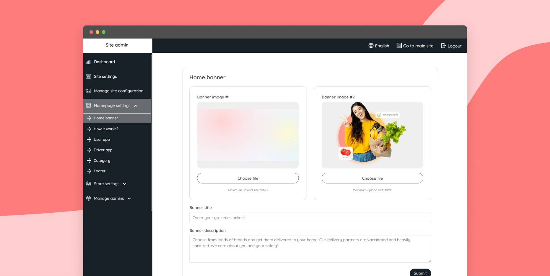 Manage homepage settings