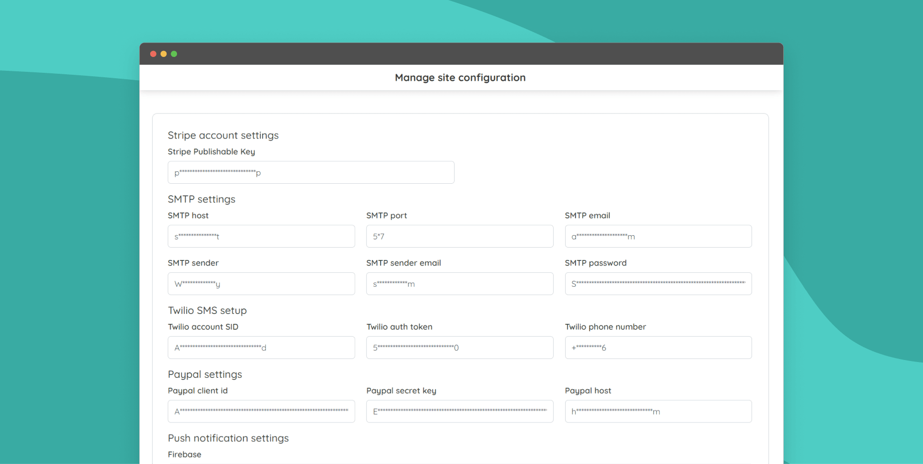 Manage site configuration