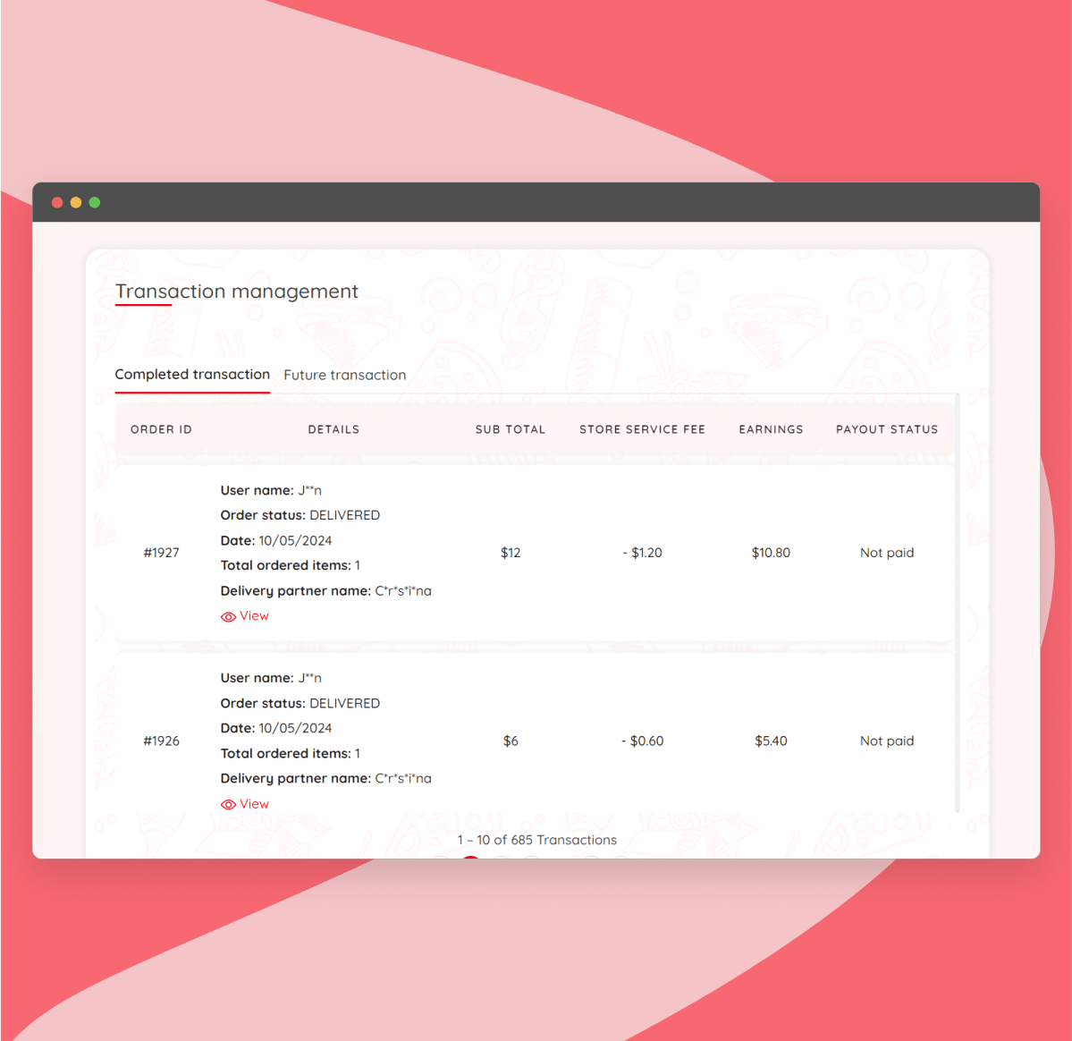 View transaction details