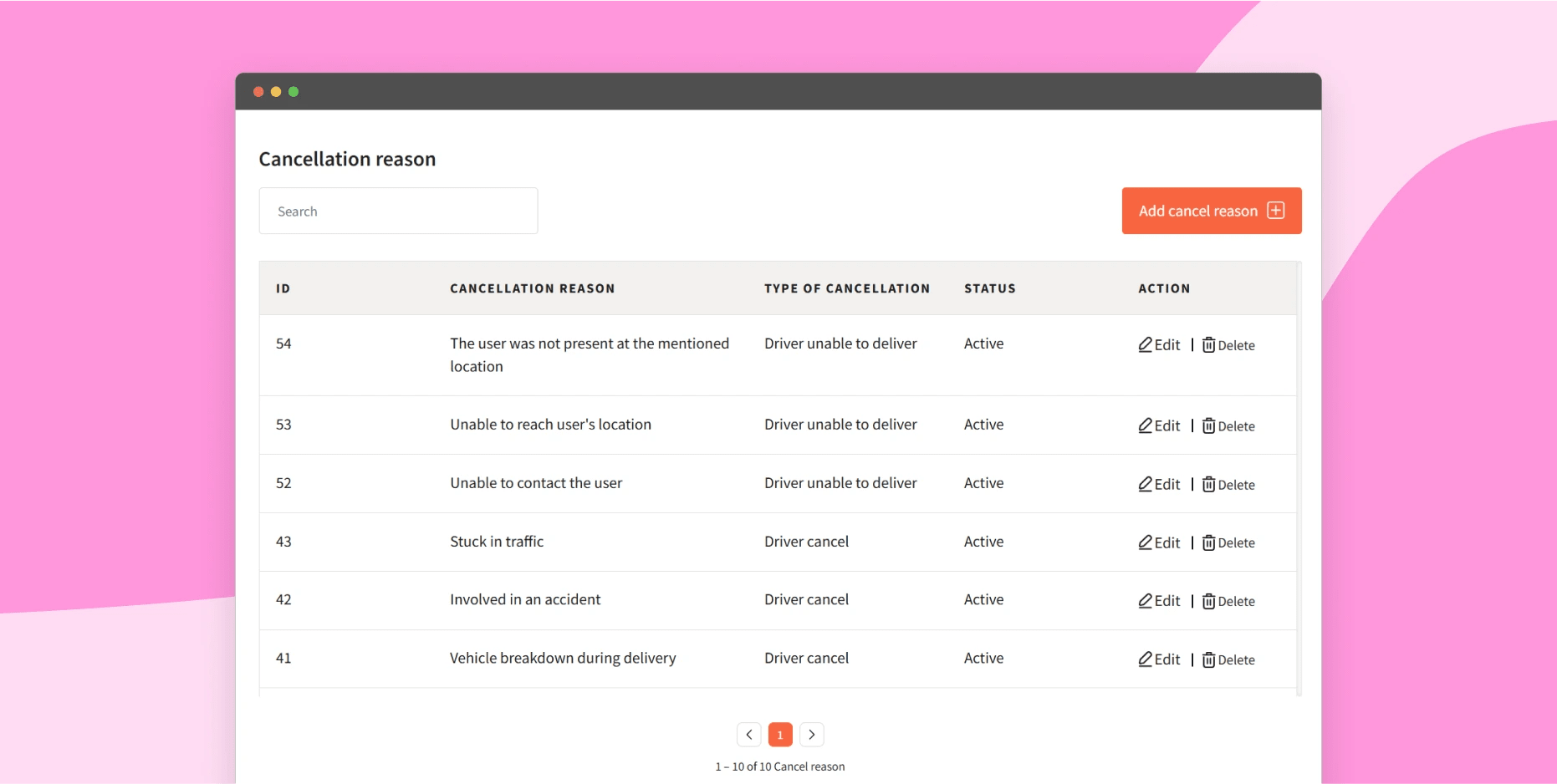 Add cancellation reasons