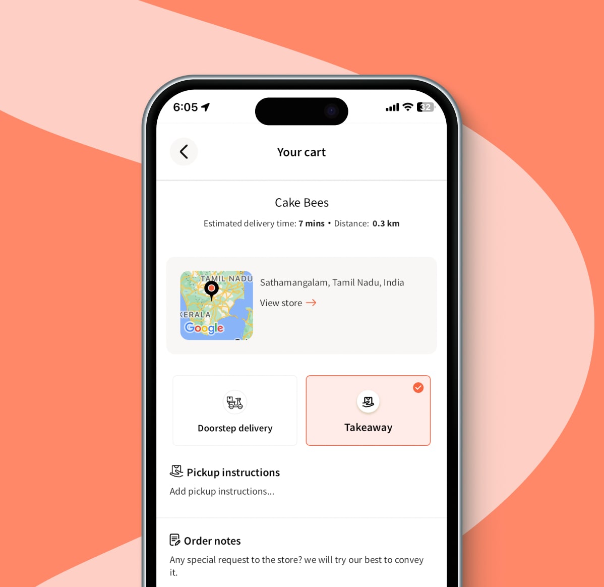Use takeaway option