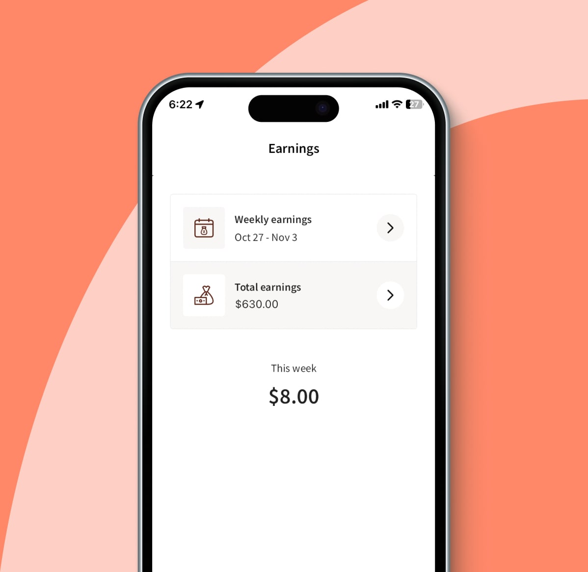 View delivery earnings