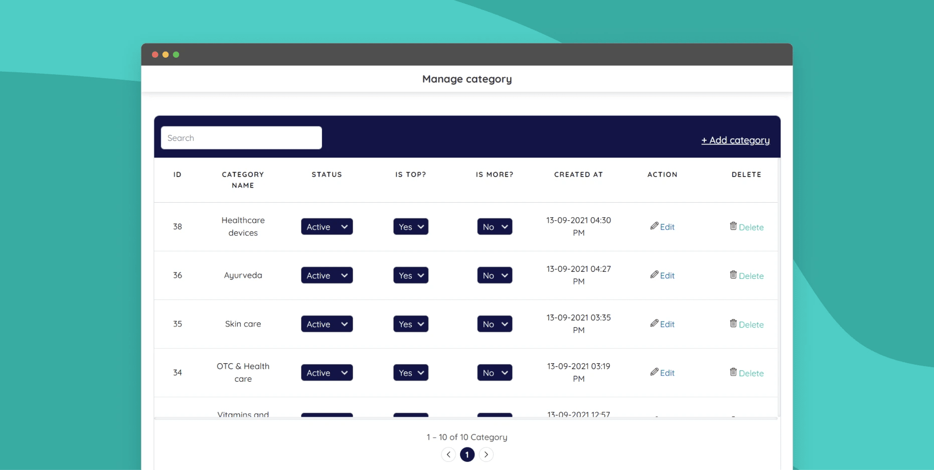 Add & manage categories