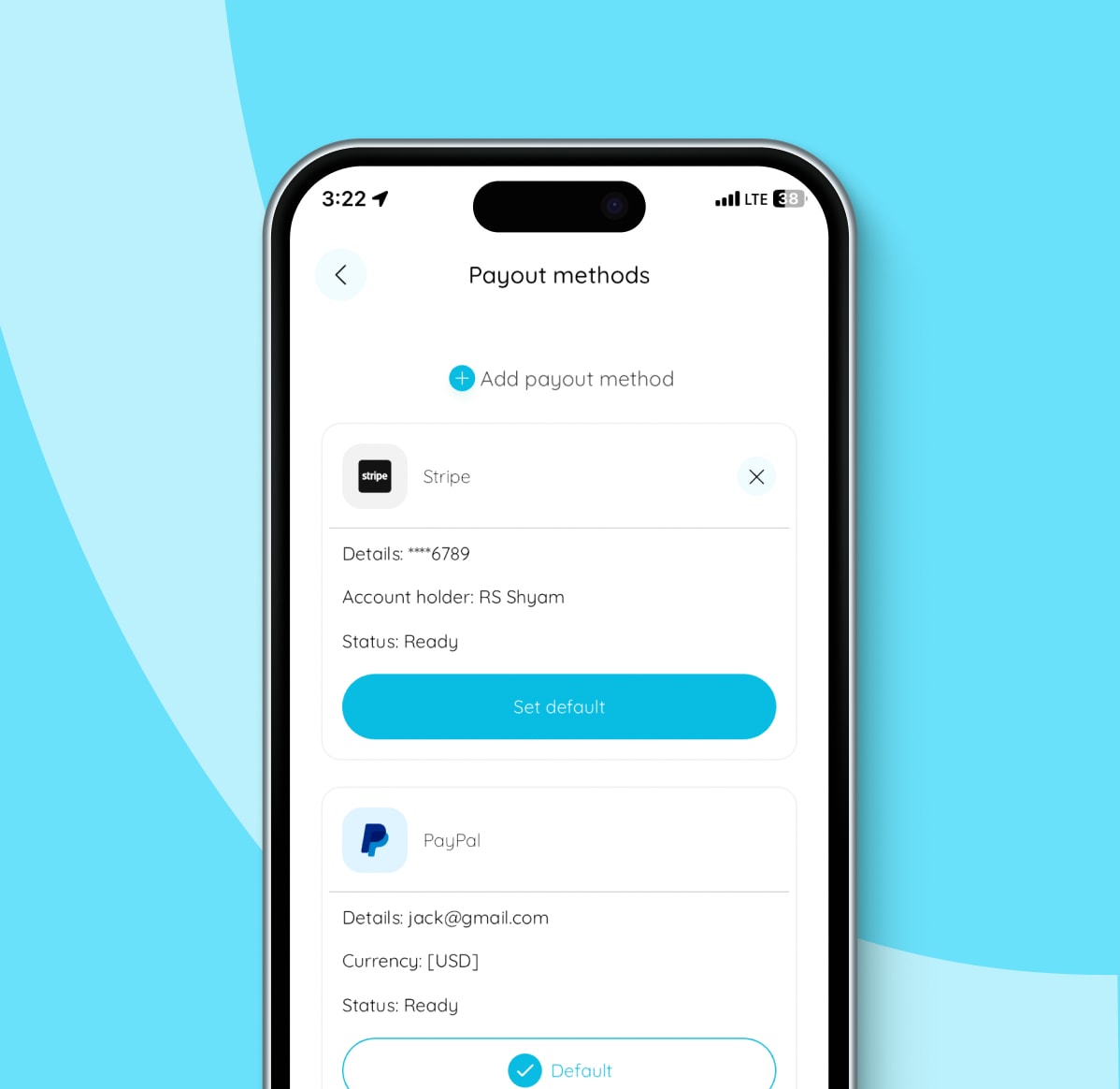 Set up payout account
