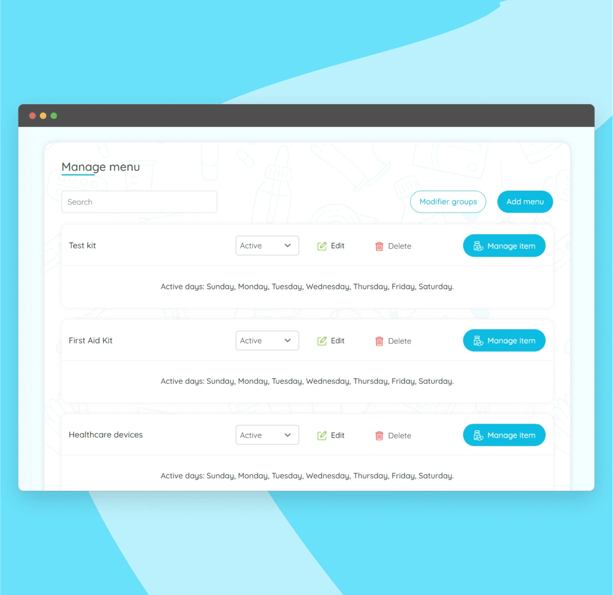 Add & manage menus