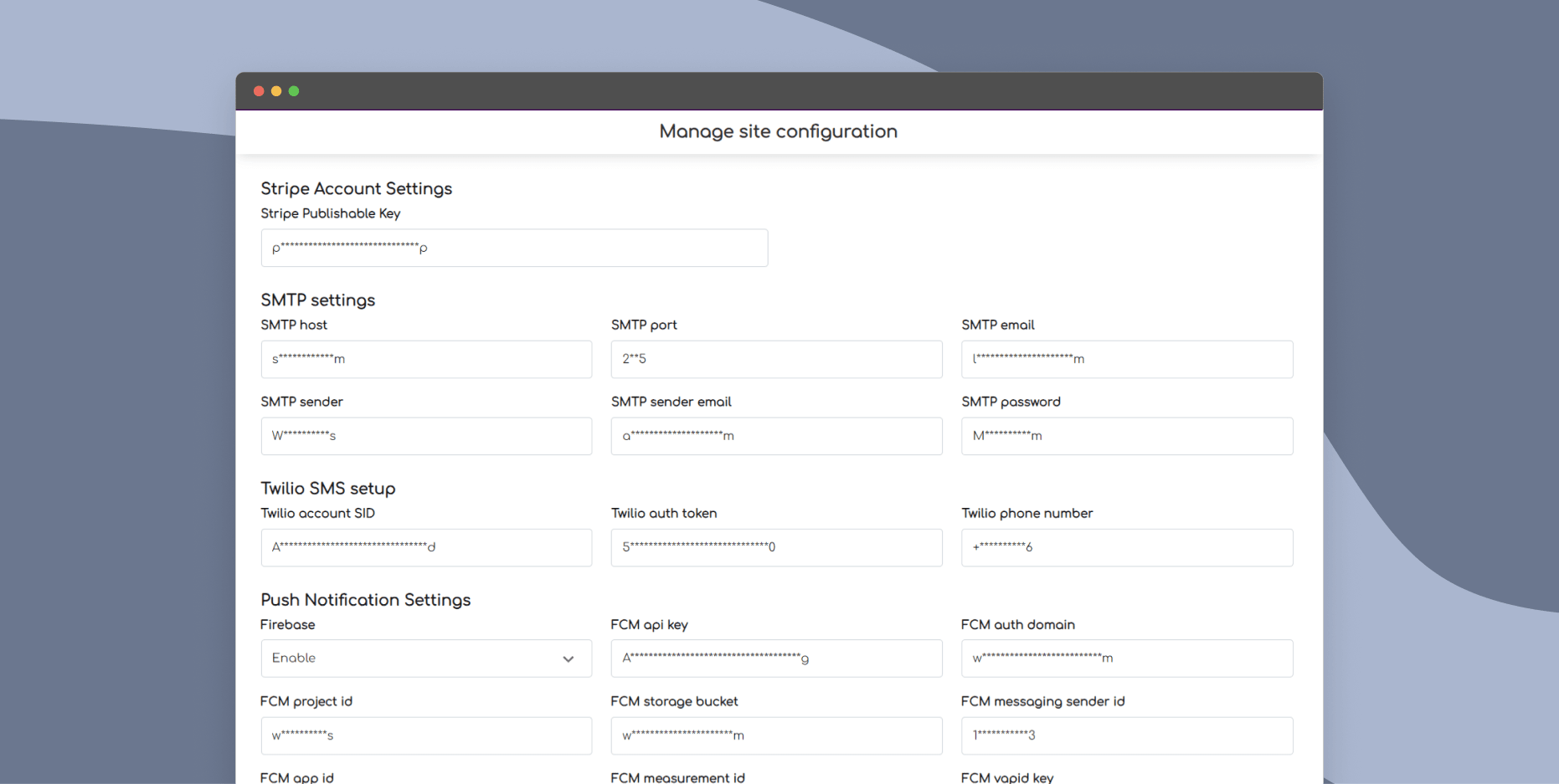 Manage site configuration