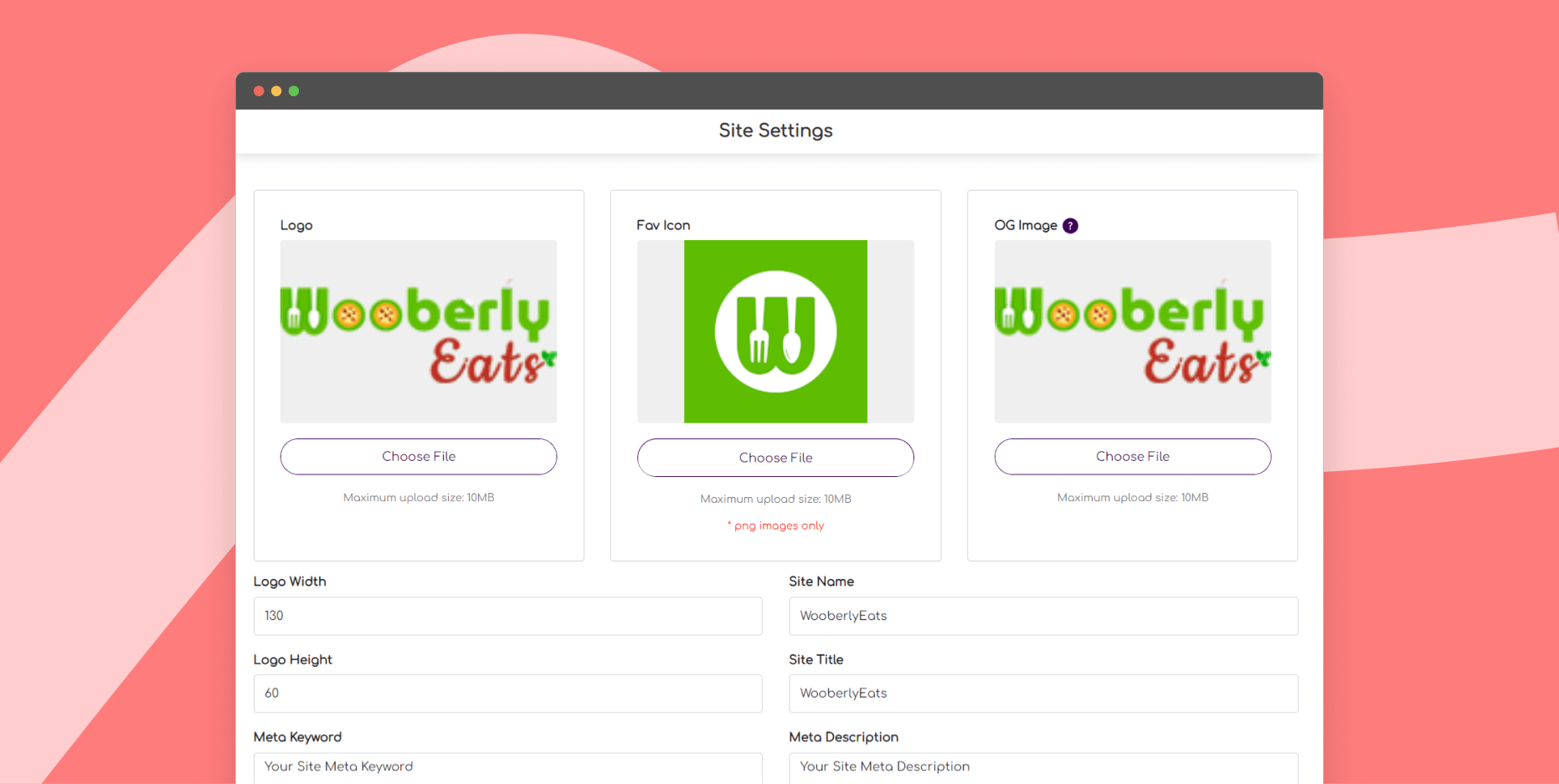 Manage site settings