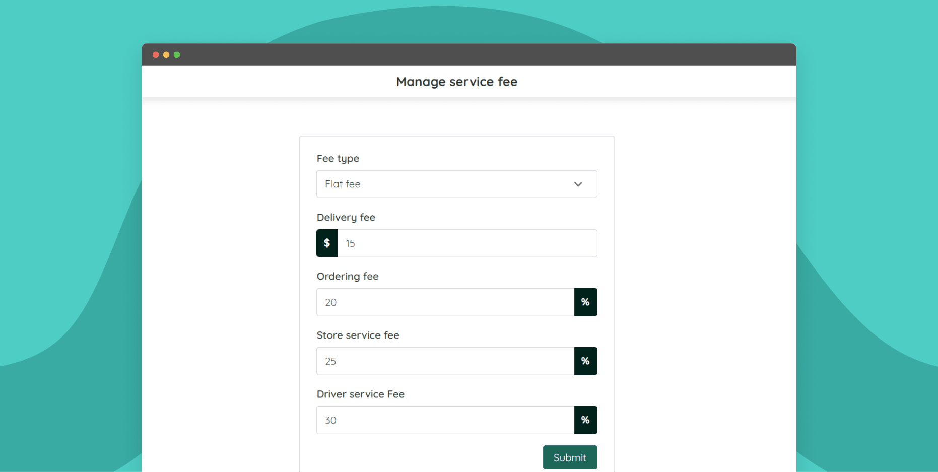 Manage service fee