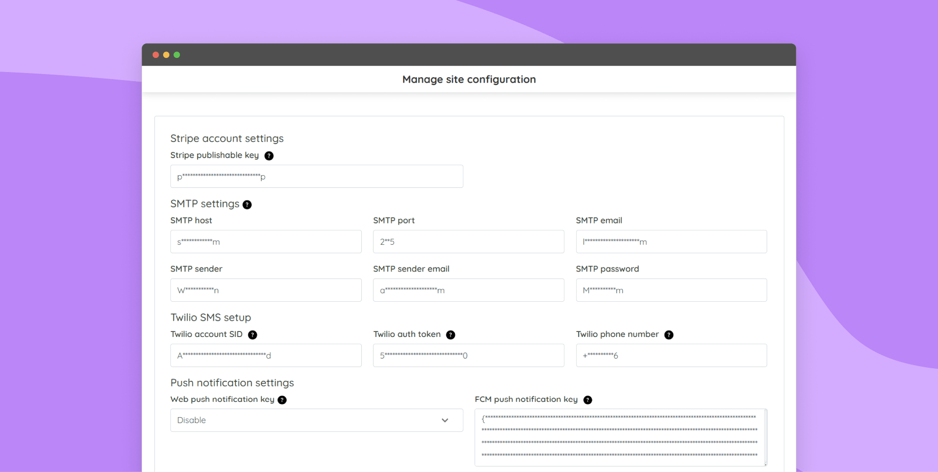 Manage site configuration