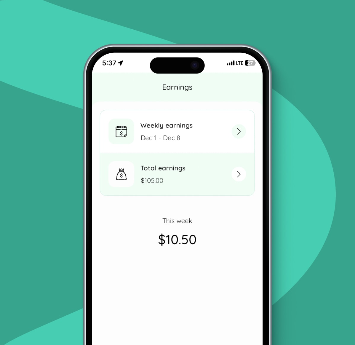 View delivery earnings
