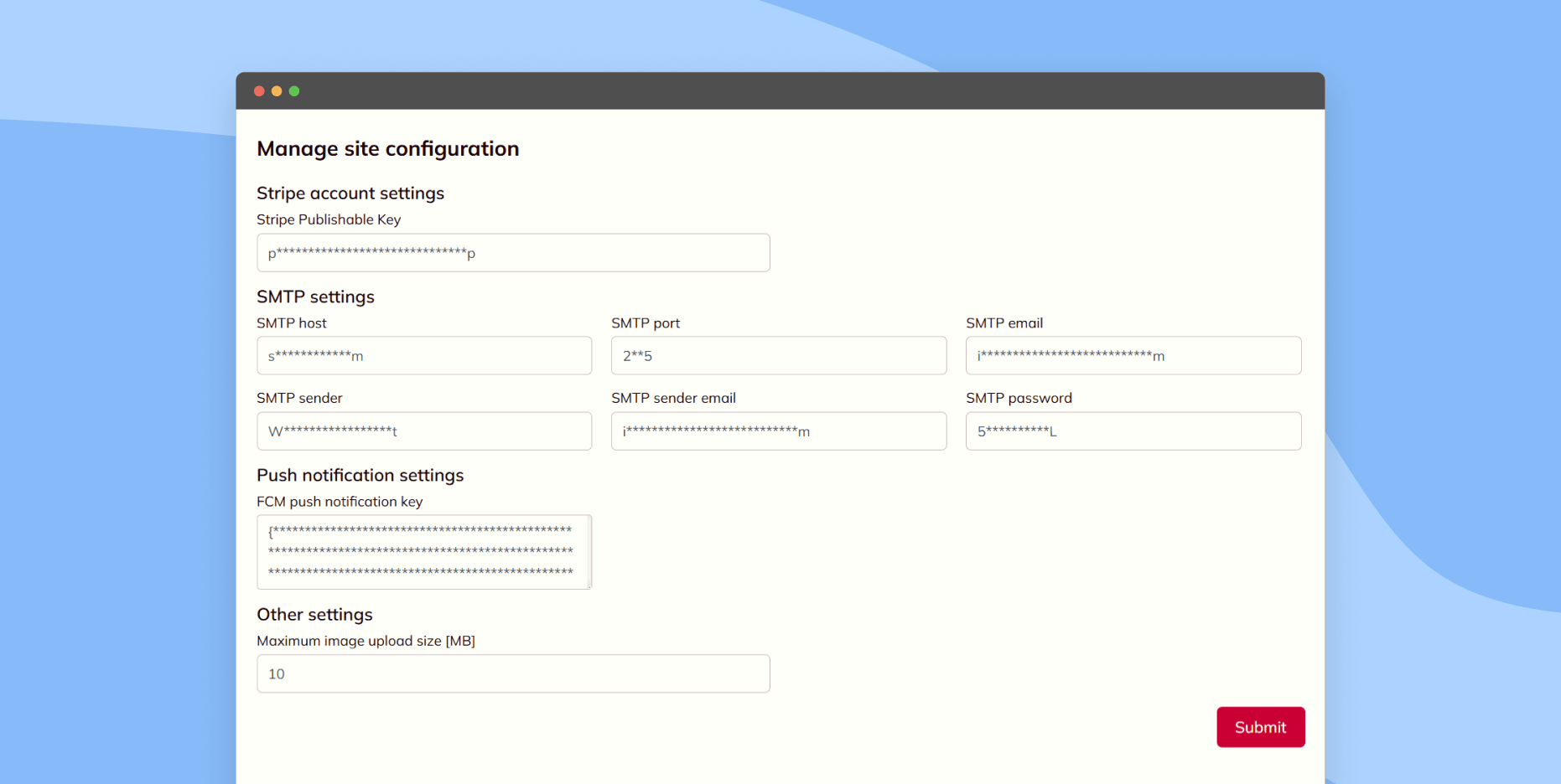 Manage site configuration