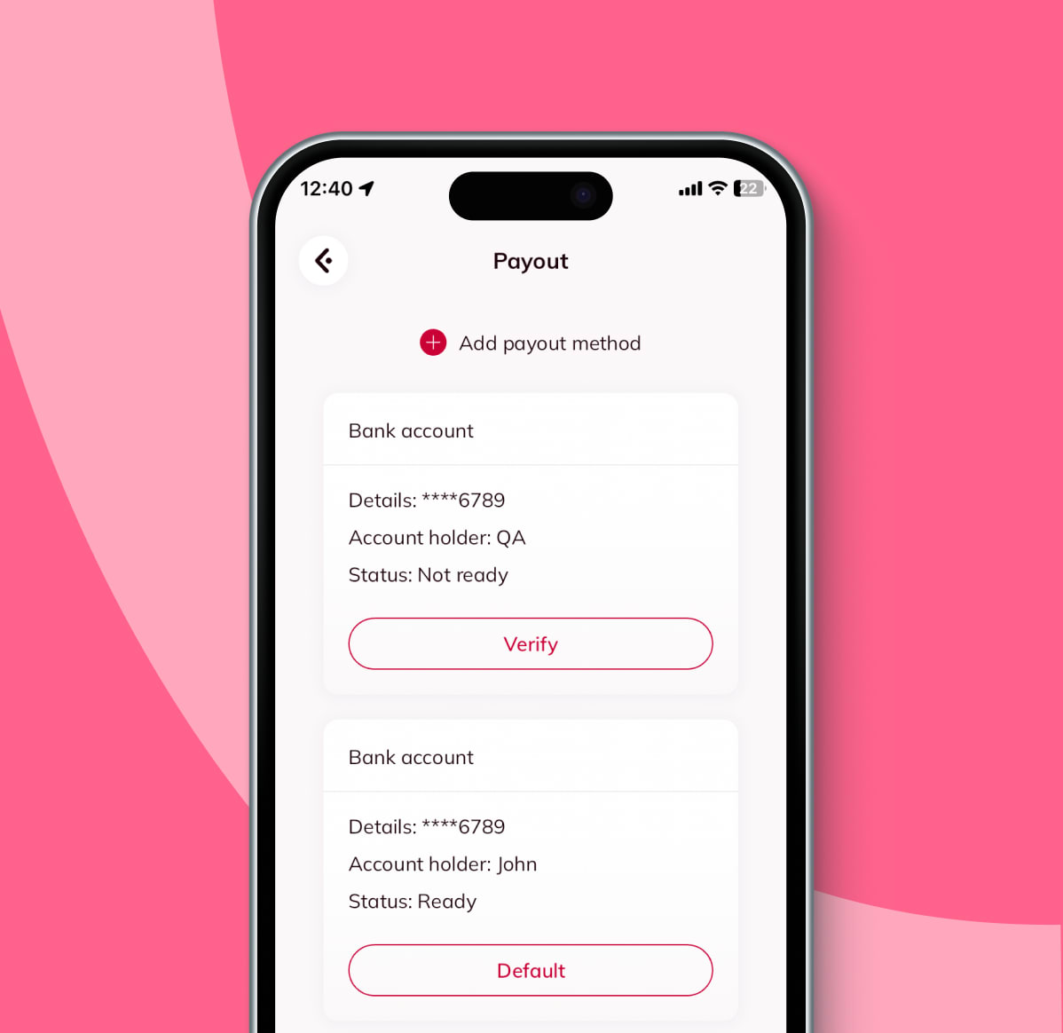 Set up payout account