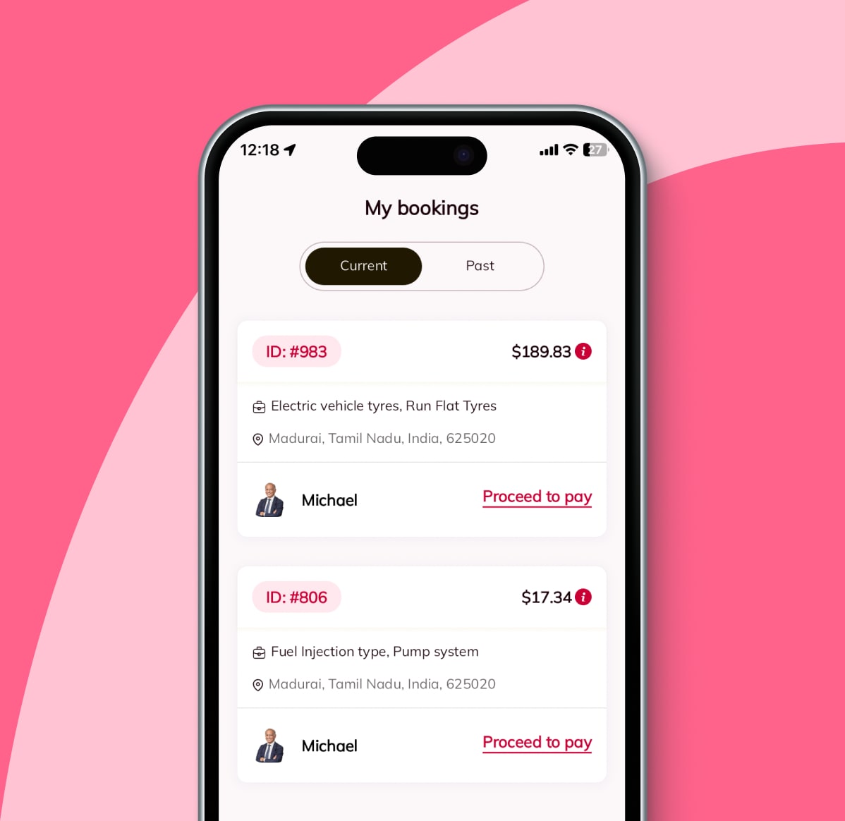 View current & past bookings