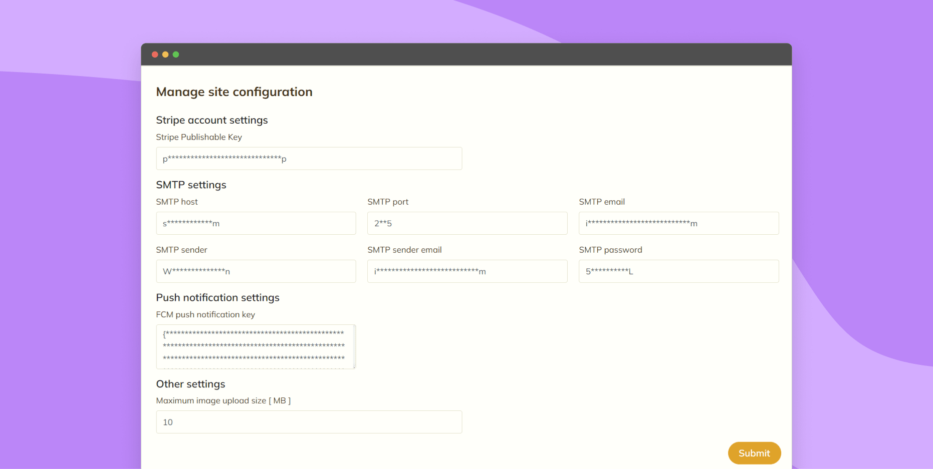 Manage site configuration