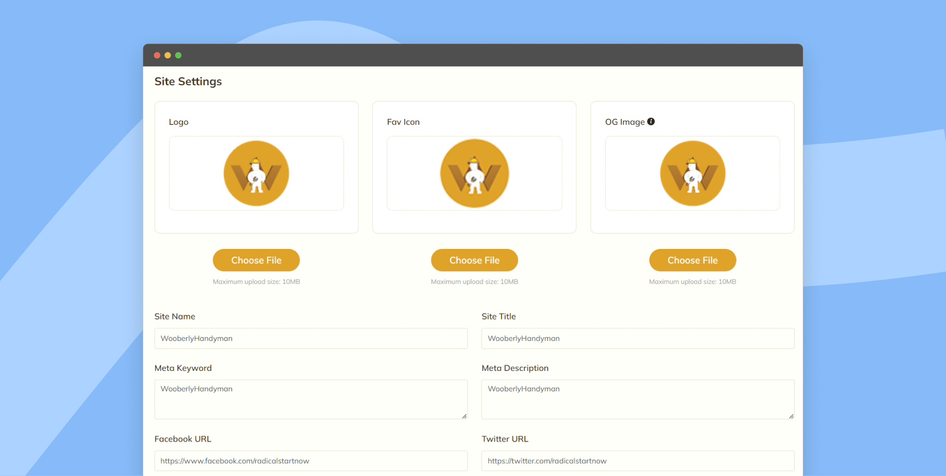 Manage site settings