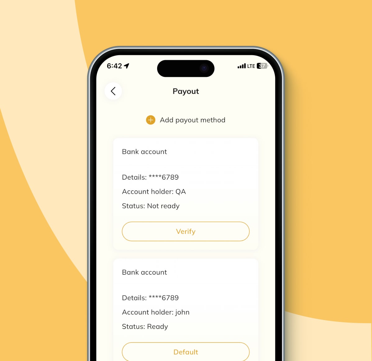 Set the payout account