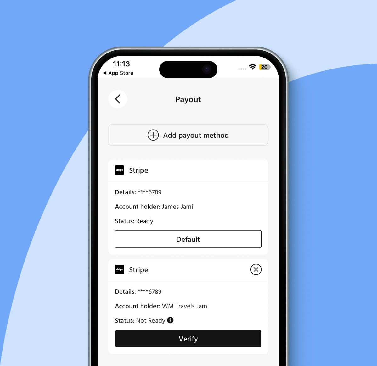 Add payout account