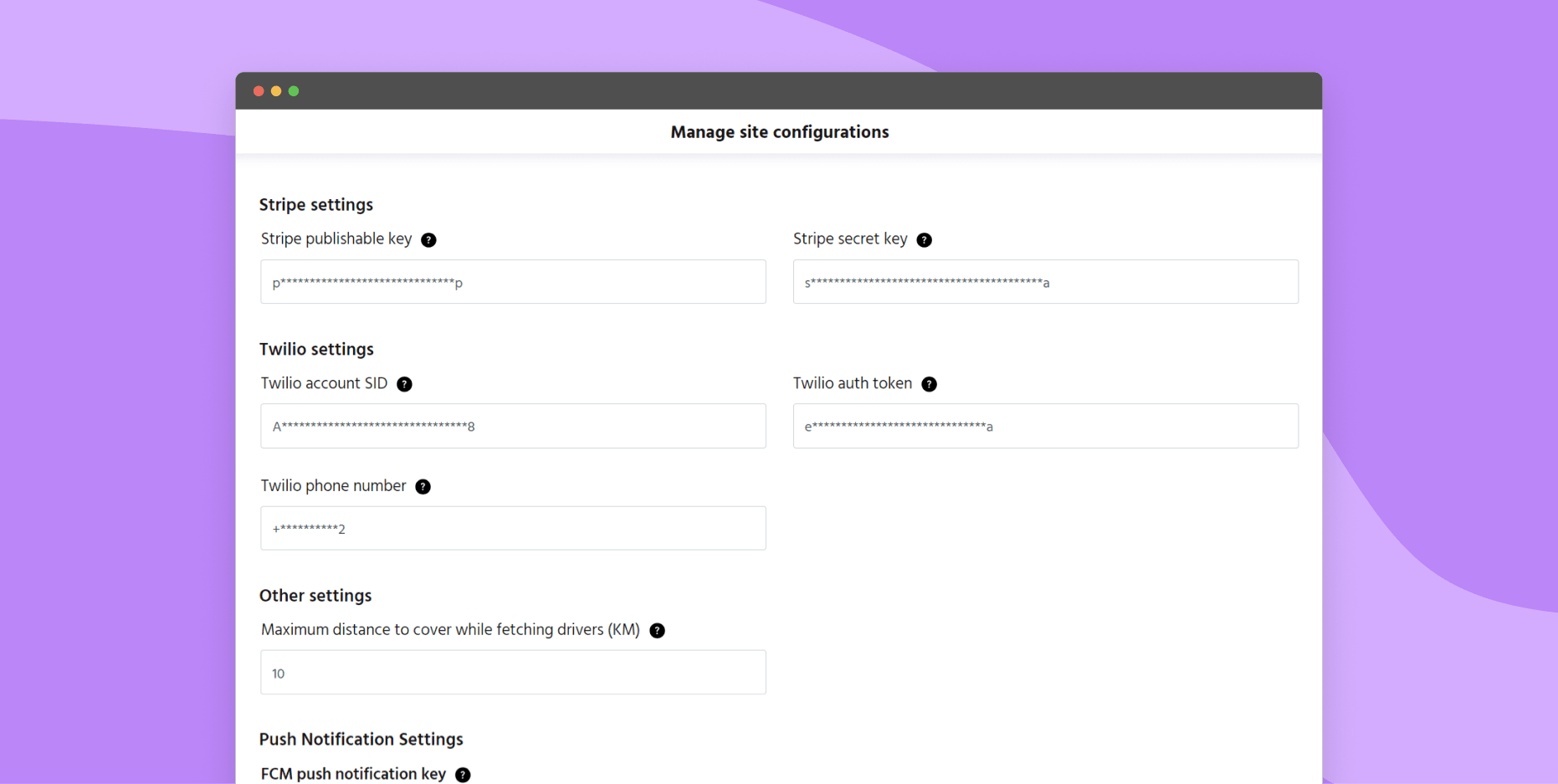Manage site configuration