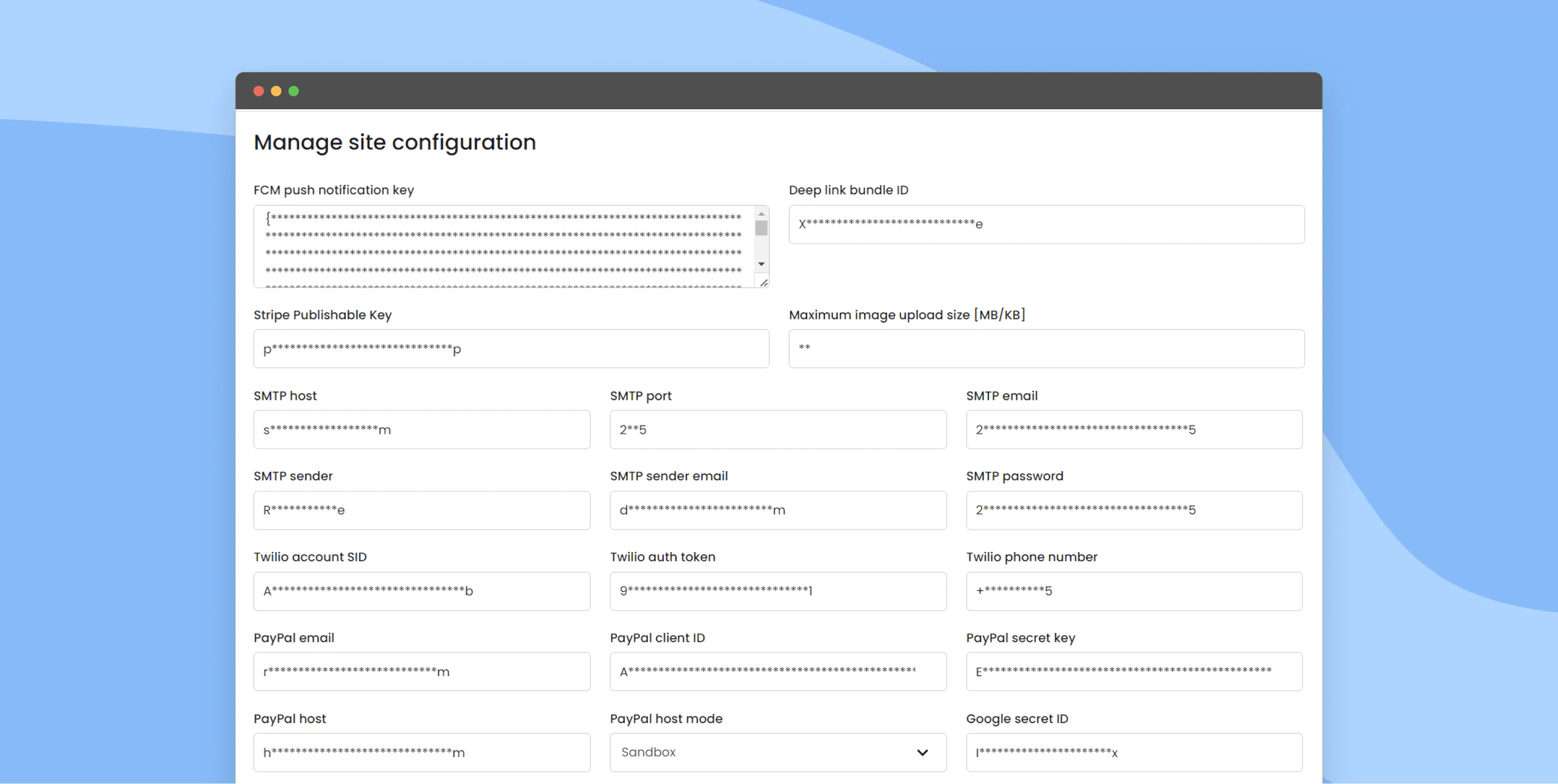 Manage site configurations