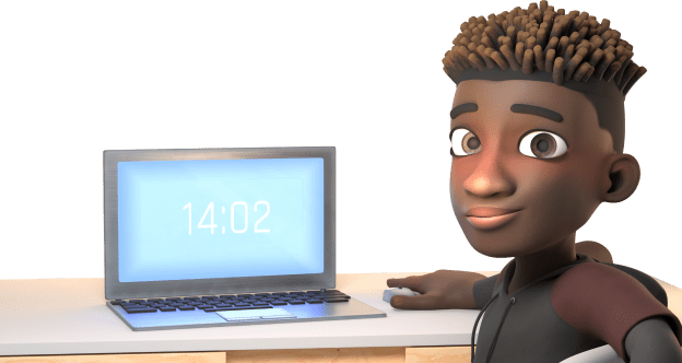 A boy with laptop
