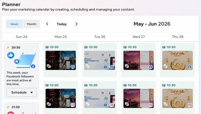 Meta Business Suite content planner