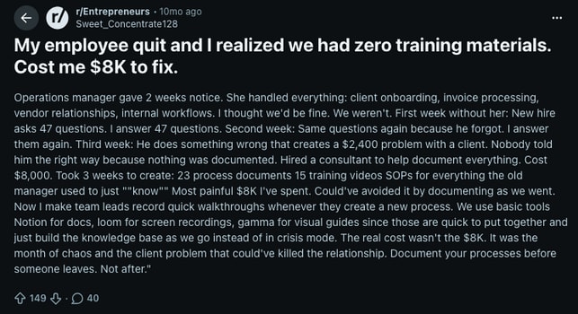 Knowledge is lost when employees leave