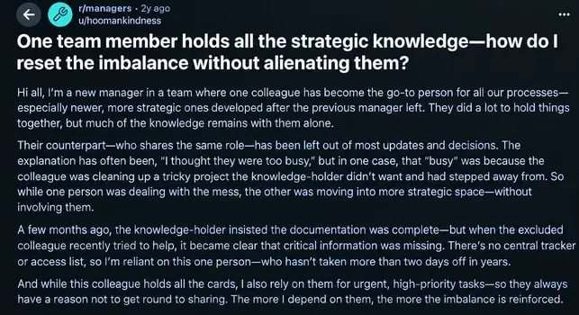 Could one knowledge holder become your organization’s single point of failure?