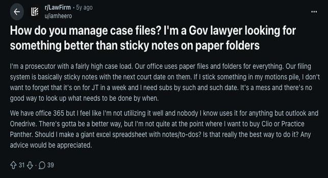 Difficulty tracking case tasks and deadlines
