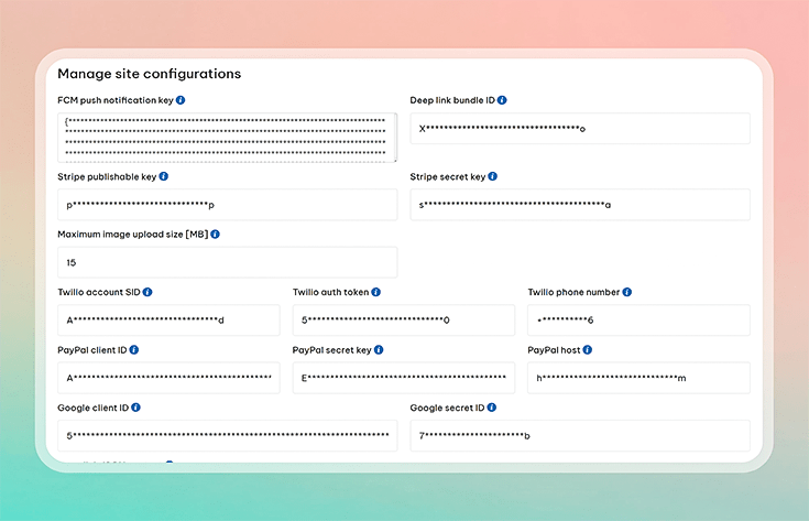 Manage site configuration
