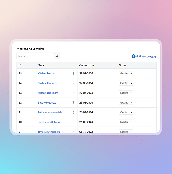 Add product categories