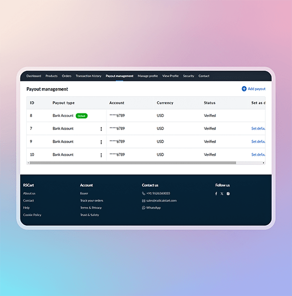Set up payout options