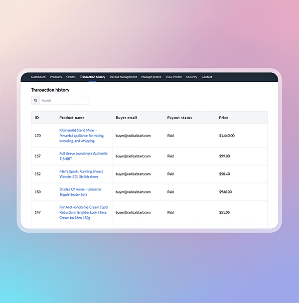 View transaction history