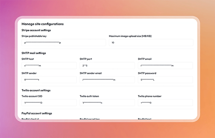 Manage site configurations