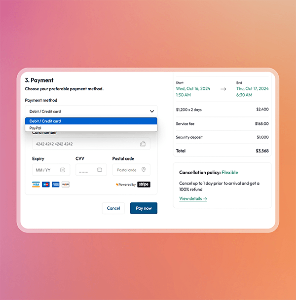 Choose preferred payment method