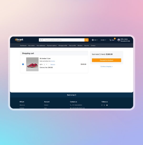 Add products to the cart