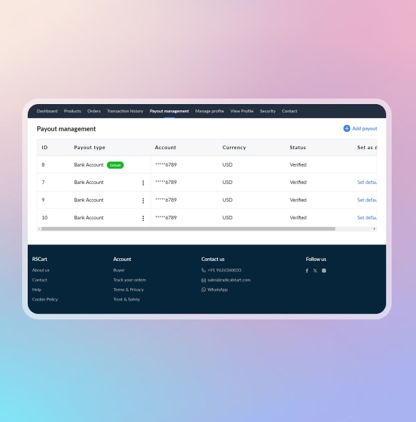 Set up payout options