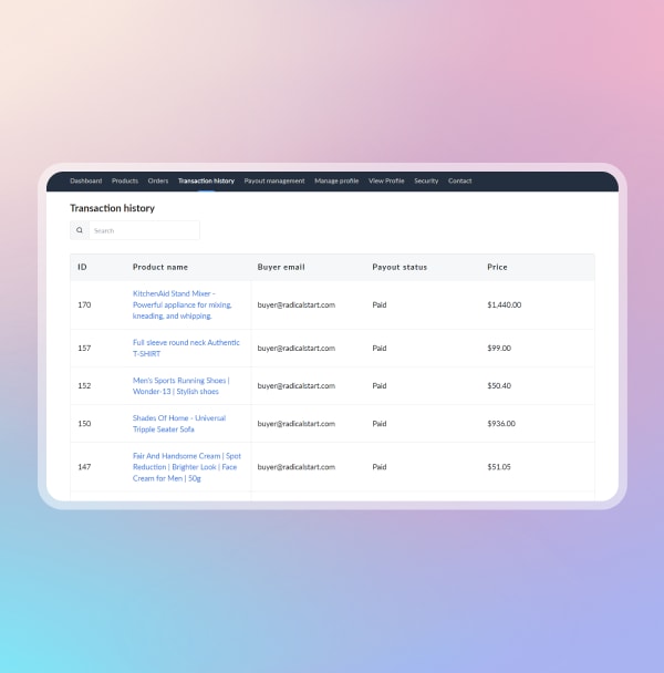 View transaction history