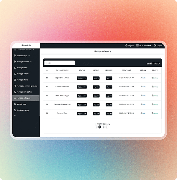 Manage categories