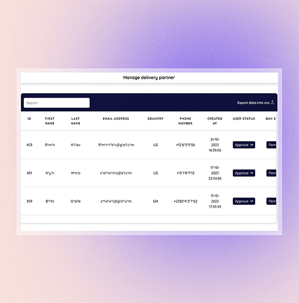 Manage delivery partners