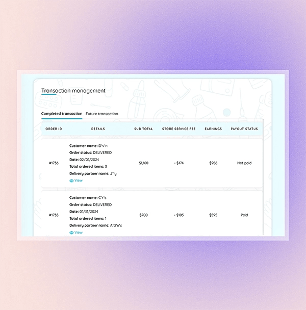 Manage transactions