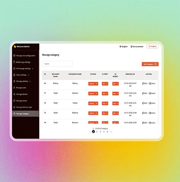 Manage categories