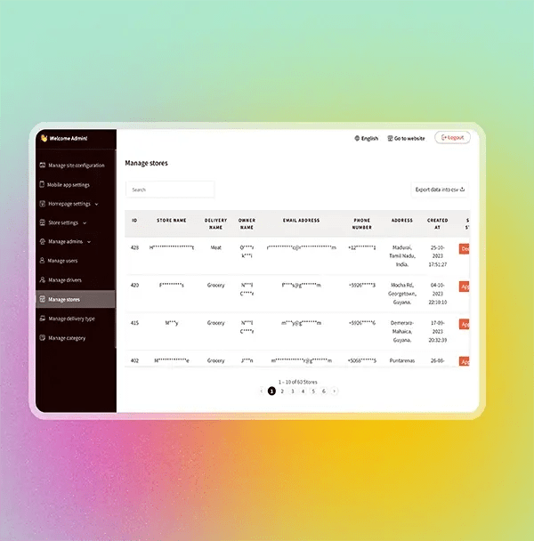 Manage stores